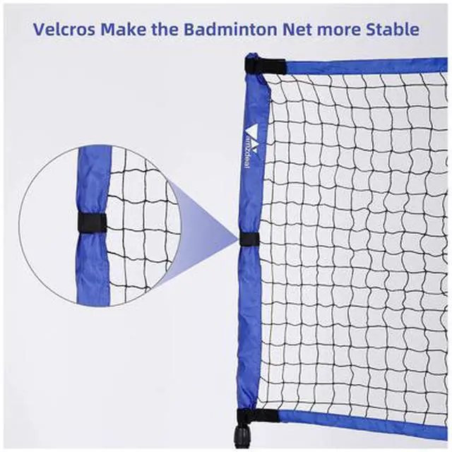 Alt view image 3 of 7 - Amzdeal 17ft. Portable Badminton & Volleyball Net Set, for Indoor Outdoor, Blue