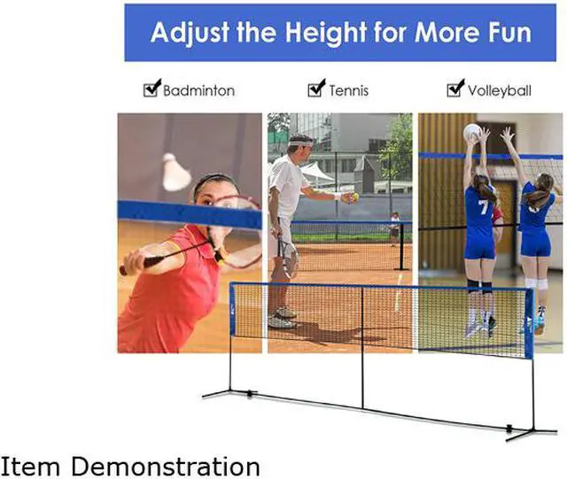Alt view image 5 of 7 - Amzdeal 17ft. Portable Badminton & Volleyball Net Set, for Indoor Outdoor, Blue