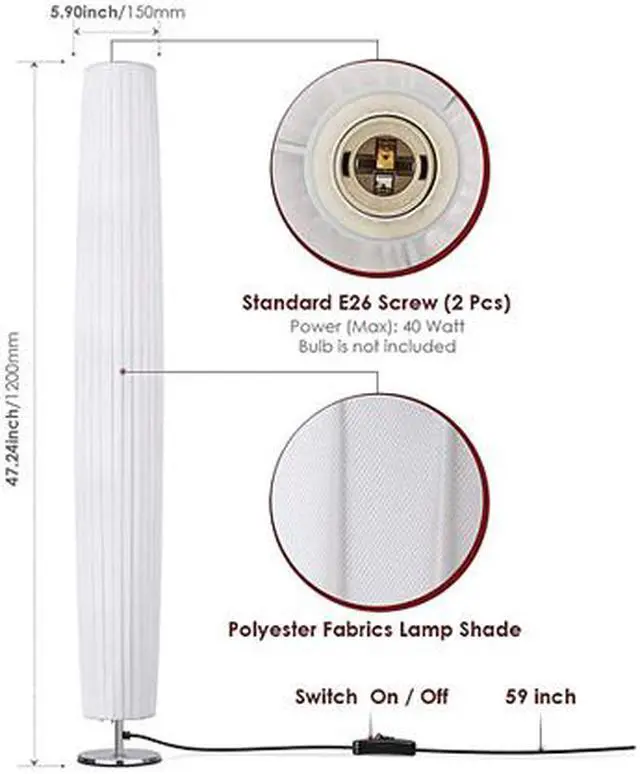 Alt view image 2 of 9 - Albrillo LL-LD1 Round Fabric Floor Lamp Base Weighted Section