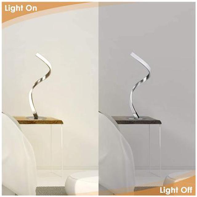 Alt view image 3 of 9 - Albrillo Spiral Design LED Table Lamp - Dimmable Desk Lamp Touch Button, Warm White 3000K Bedside Lamps of Stainless Steel, 1.5m Cable, 5W 450LM Nightstand Lamps, for Bedroom, Office, Living Room