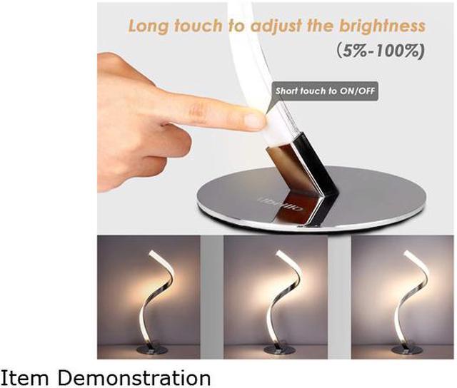 Alt view image 6 of 9 - Albrillo Spiral Design LED Table Lamp - Dimmable Desk Lamp Touch Button, Warm White 3000K Bedside Lamps of Stainless Steel, 1.5m Cable, 5W 450LM Nightstand Lamps, for Bedroom, Office, Living Room