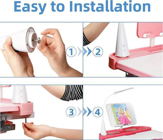 Alt view image 6 of 7 - SIMBR LED Desk Lamp for Kids Desk and Chair Set, Eye-Caring Table Lamps, 2 Lighting Modes with 3 Brightness Levels, Touch Control, 360°Swivel with Charging Cord