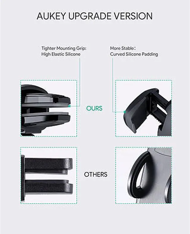 Alt view image 4 of 8 - AUKEY Car Mount Phone Holder Strong Suction Easy One Touch Lock/Release