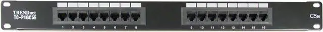 Main image of TRENDnet TC-P16C5E 16-Port CAT 5e RJ-45 UTP Rack Mount Patch Panel