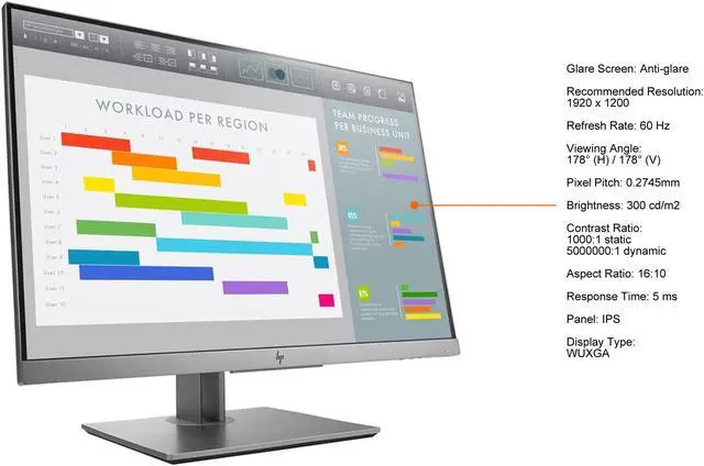 Alt view image 5 of 9 - HP EliteDisplay E243i 23.8" WUXGA 16:10 1920 x 1200 IPS DisplayPort HDMI VGA VESA Tilt Swivel Pivot Height Adjust Anti-Glare Monitor