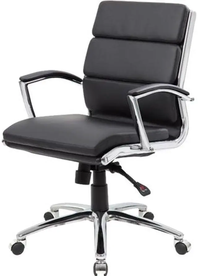 Main image of BOSS Caressoftplus Vinyl Executive Mid-Back Chair (B9476-BK)