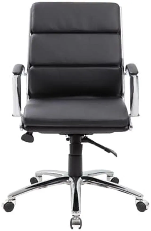 Alt view image 2 of 7 - BOSS Caressoftplus Vinyl Executive Mid-Back Chair (B9476-BK)