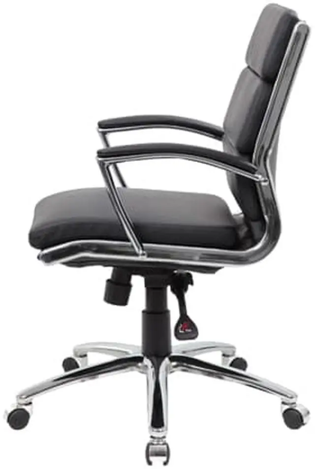 Alt view image 4 of 7 - BOSS Caressoftplus Vinyl Executive Mid-Back Chair (B9476-BK)