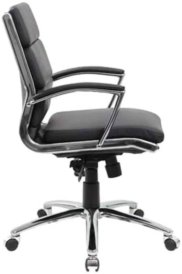 Alt view image 5 of 7 - BOSS Caressoftplus Vinyl Executive Mid-Back Chair (B9476-BK)