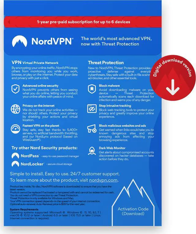 Alt view image 2 of 11 - NordVPN Internet Privacy for Windows/MacOS/Android/iOS - 10 Devices 12 month VPN Subscription