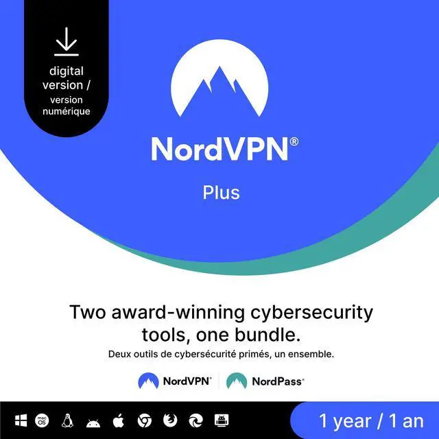 Main image of NordVPN Plus - 10 Devices 1 Year Cybersecurity Package (VPN and Password Manager)