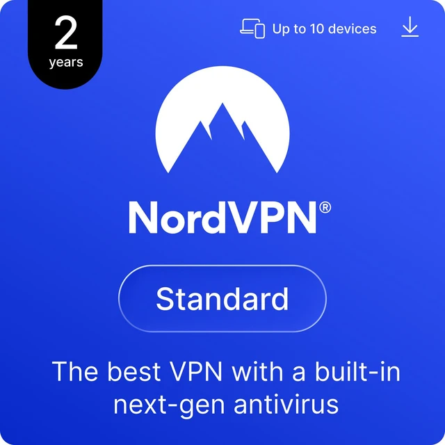 Main image of NordVPN Standard, 10 Devices / 2 Year, Best VPN, Next-Gen Antivirus, Digital Code