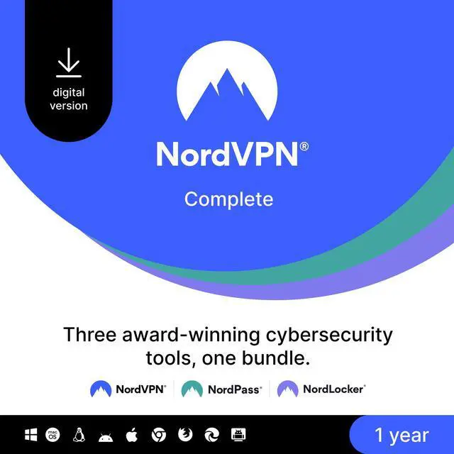 Main image of NordVPN Complete [NordVPN+NordPass+NordLocker] - 10 Devices / 1 Year - Download