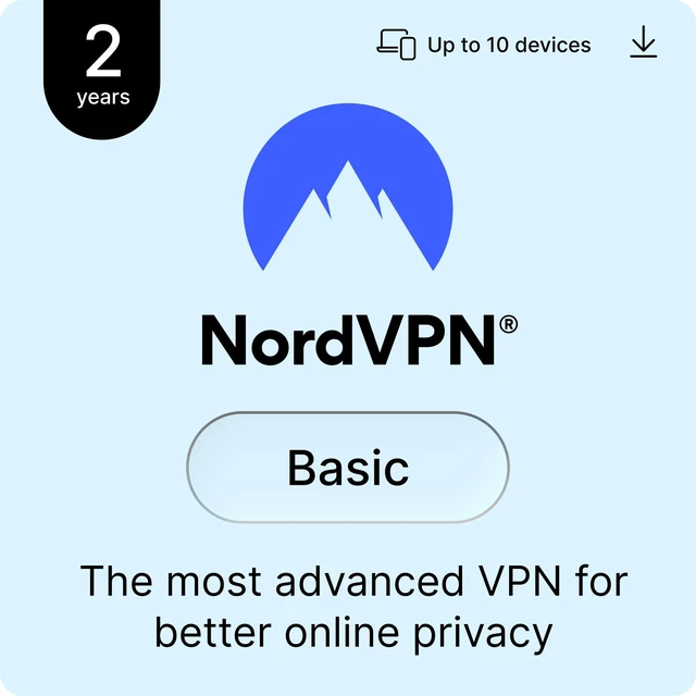 Main image of NordVPN Basic, 10 Devices/2 Year - Most Advanced VPN, Digital Code