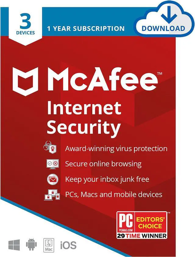 Main image of McAfee Internet Security 2022 - 1 Year / 3 Devices - Download Code
