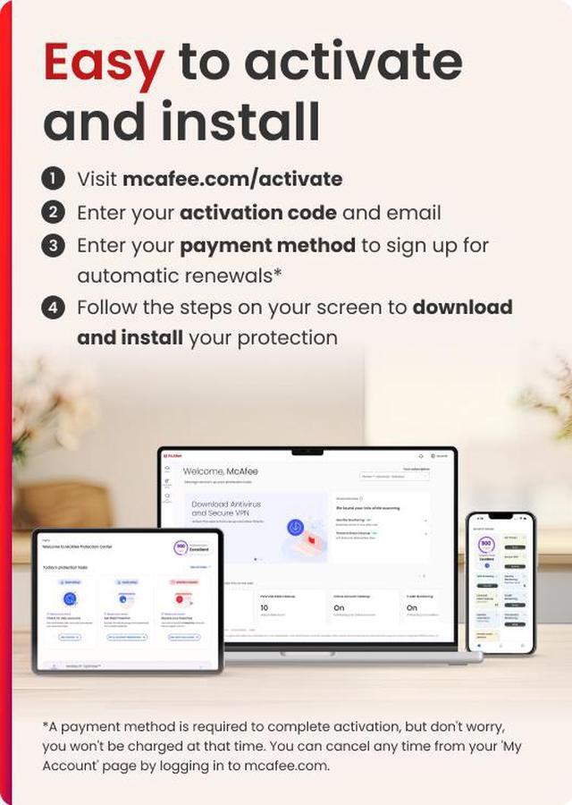 Alt view image 8 of 8 - McAfee Total Protection  (Windows, macOS, Android, iOS, ChromeOS) 2025 | 5 Device | Includes Antivirus, Scam Protection, Secure VPN | 1-Year Subscription with Auto-Renewal | Digital Download