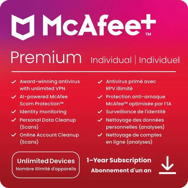 Main image of McAfee+ Premium - Individual (Windows/Mac/Android/iOS) - 1 Year Subscription [Digital Code]