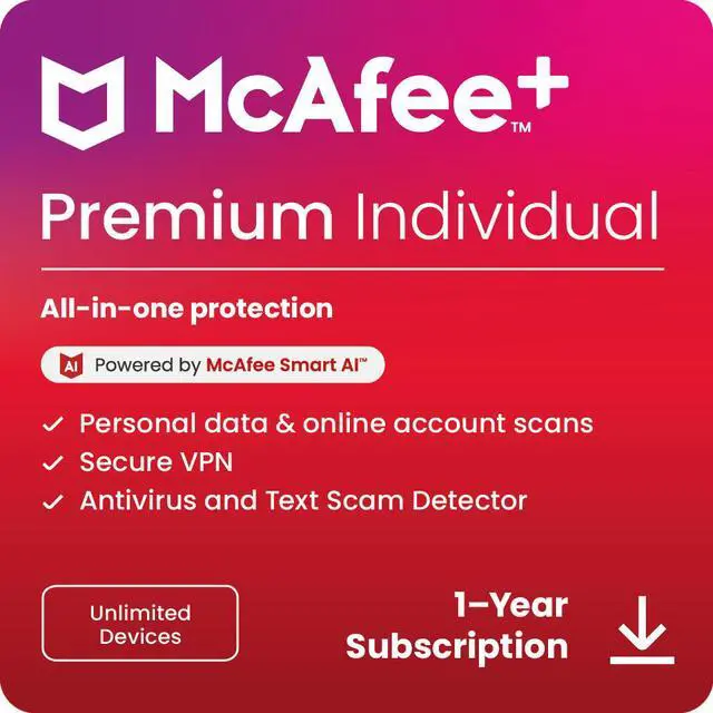 Main image of McAfee+ Premium Individual [Student & Teacher Edition] (Unlimited Devices) - 1-Year Subscription with Auto-Renewal (Digital Download)