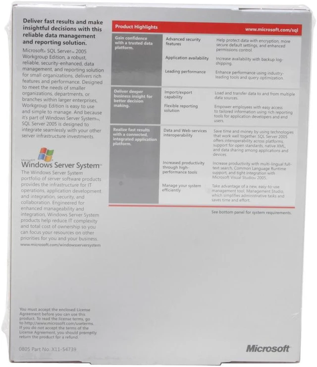 Microsoft SQL Server 2005 Workgroup w/5 CALs - Newegg.com
