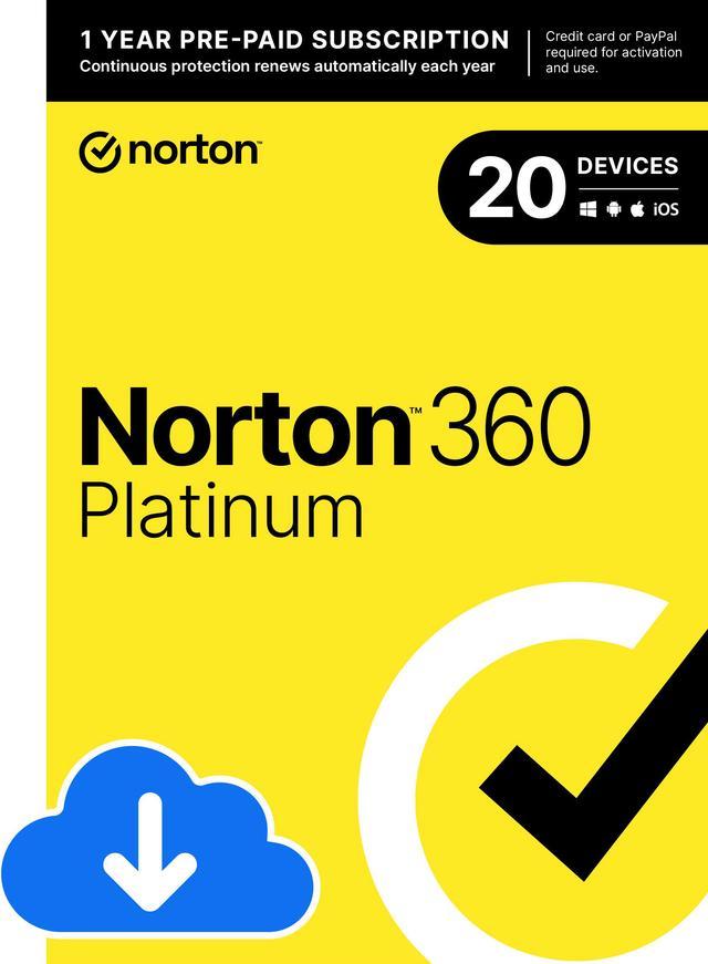 NORTON 360 Platinum, 100 GB, 1 Ano, 1 Pessoa, 20 Dispositivos - Chave  Digital