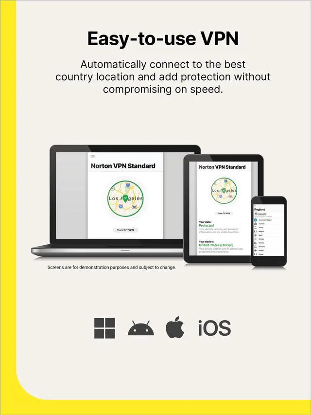 Alt view image 3 of 7 - Norton VPN Standard - 5 Devices - 1 Year with Auto Renewal - Download
