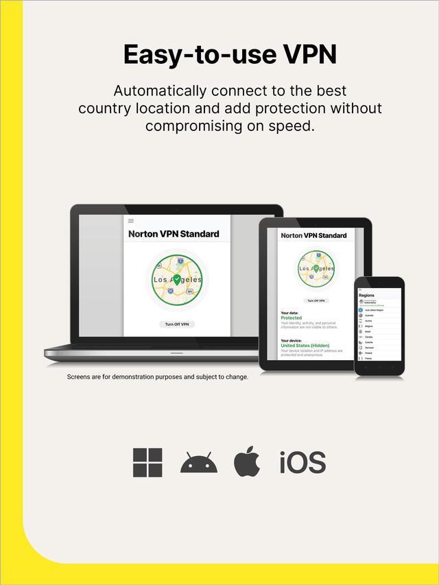 Alt view image 3 of 7 - Norton VPN Standard (Internet Privacy) 1 Device (PC, Mac or Mobile) 1 Year