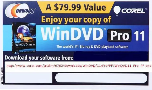 Alt view image 2 of 3 - Corel WinDVD Pro 11 - Product Key Card