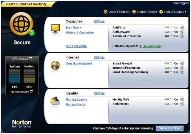 Alt view image 3 of 16 - Symantec Norton Internet Security 2009 - 1 User/3 PC - Small box