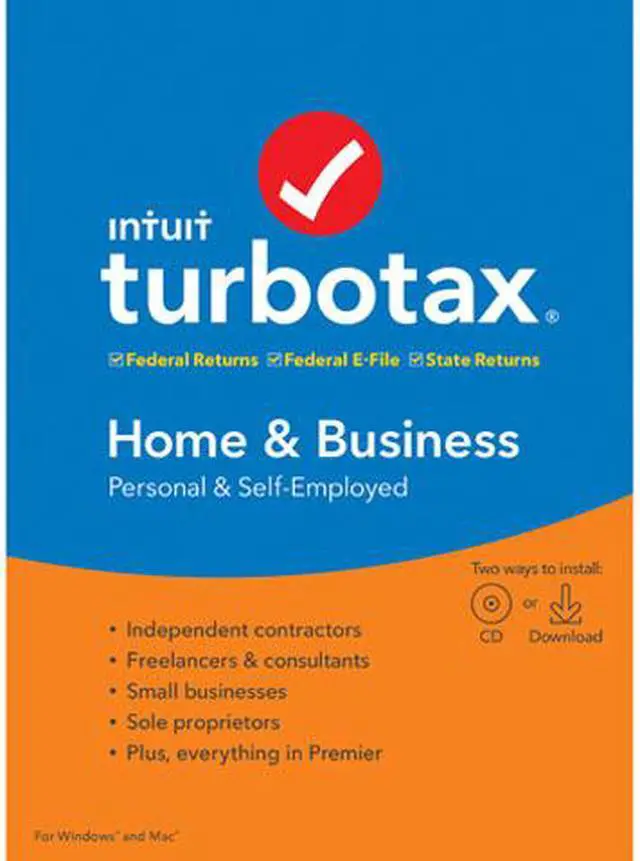 Main image of Intuit TurboTax Home & Business 2019, Federal with State + Efile for Windows/MAC