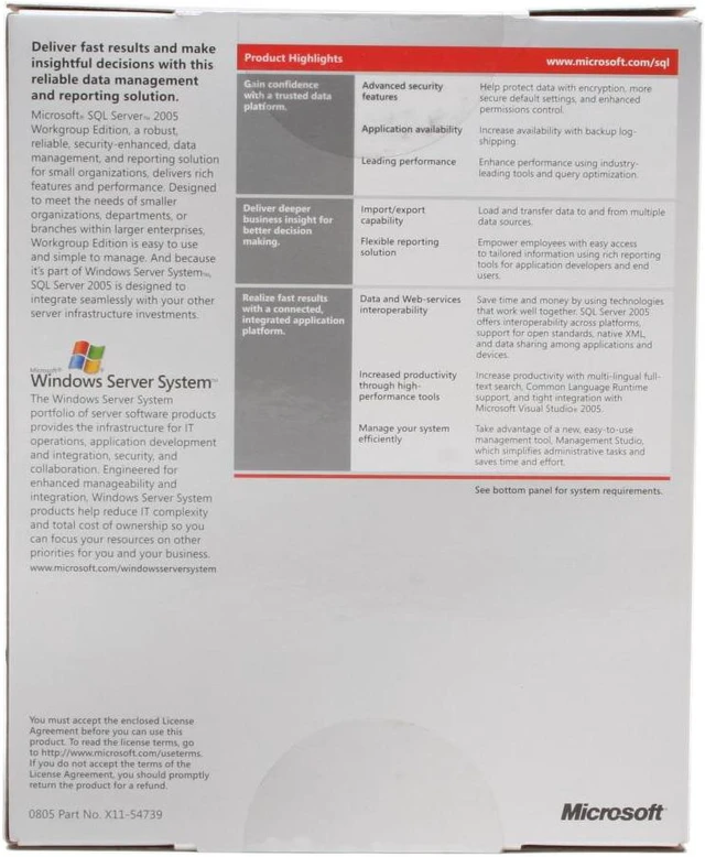 Microsoft SQL Server 2005 Workgroup Edition with 1-Processor License ...