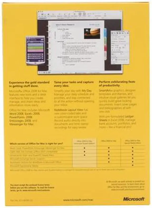 Alt view image 2 of 6 - Microsoft Office Mac 2008 Home and Student