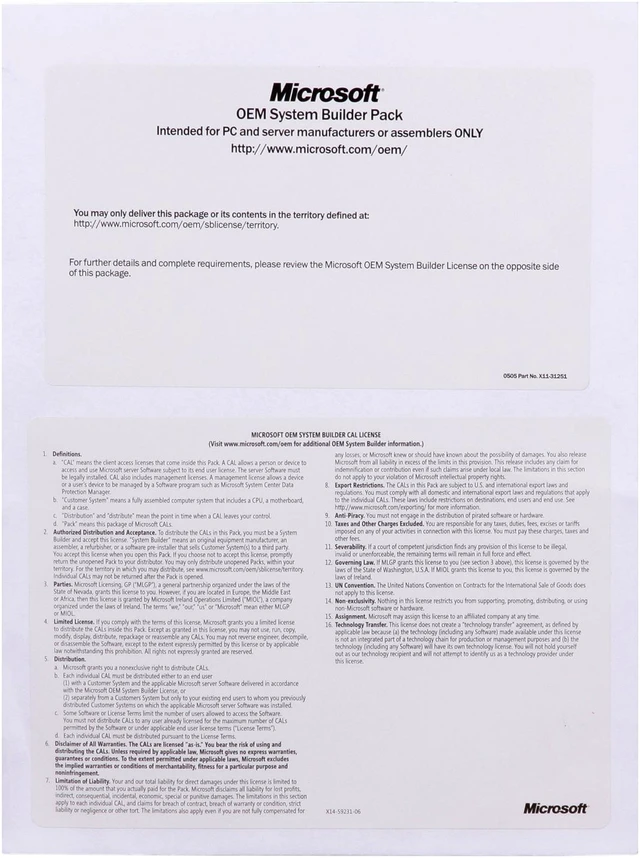 Windows Server 2008 License - 5 CAL (no media, license only) - OEM ...