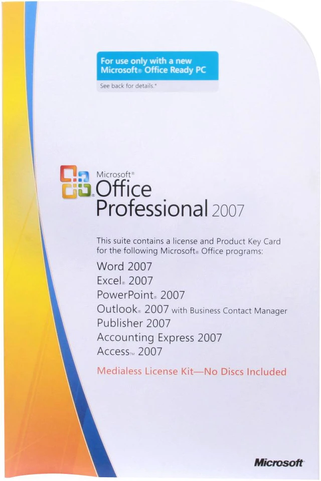 Microsoft 269-13760 Office Professional 2007 (no media, Lic only ...
