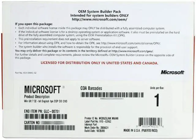 Alt view image 14 of 14 - Microsoft Windows 7 Ultimate 32-bit 1-Pack for System Builders - OEM