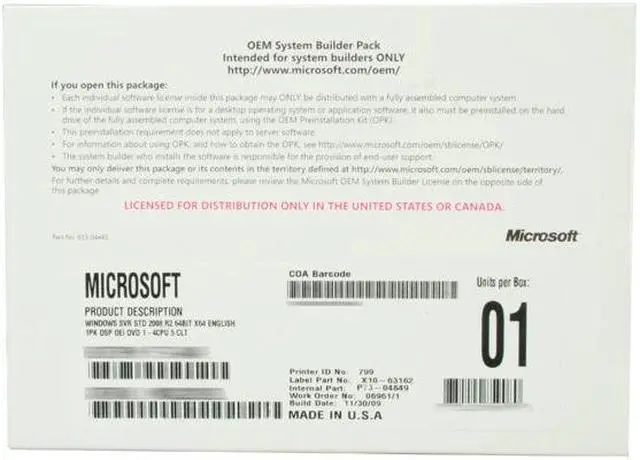 Alt view image 3 of 3 - Microsoft Windows Server Standard 2008 R2 64-bit - OEM