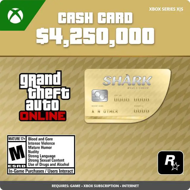 Grand Theft Auto Online: $4,250,000 Whale Shark Cash Card Xbox Series X|S [Digital Code]