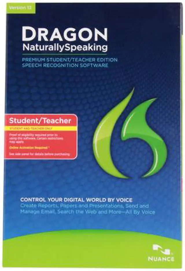 Main image of NUANCE Dragon NaturallySpeaking 12 Premium Student/Teacher Online Validation