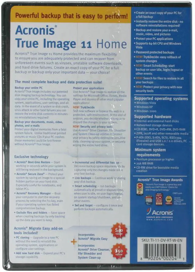 Alt view image 2 of 15 - Acronis True Image Home V11 Backup Utilities