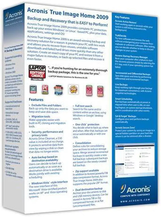 Alt view image 2 of 2 - Acronis True Image Home 2009