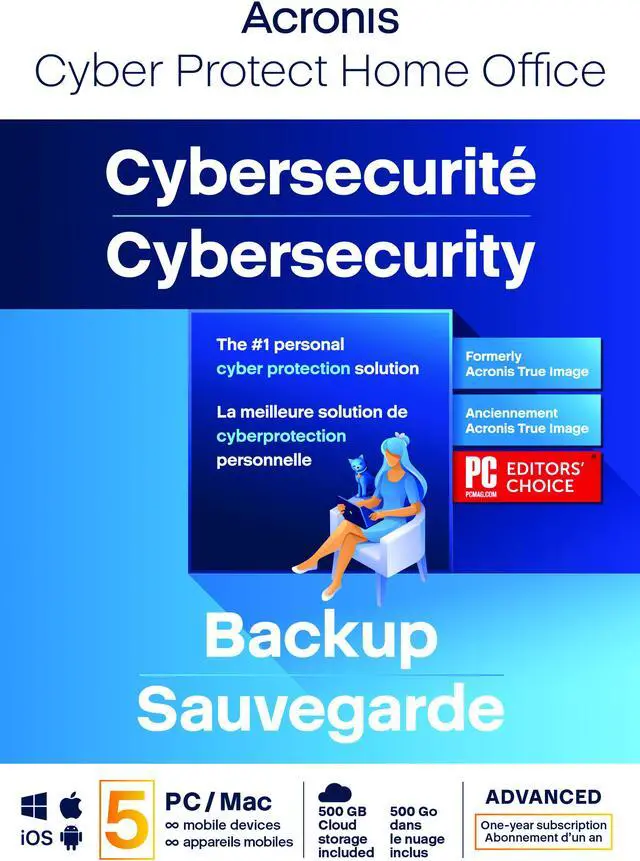 Main image of Acronis Cyber Protect Home Office Advanced Subscription 5 Computers + 500 GB Acronis Cloud Storage - 1 Year Subscription [Download]