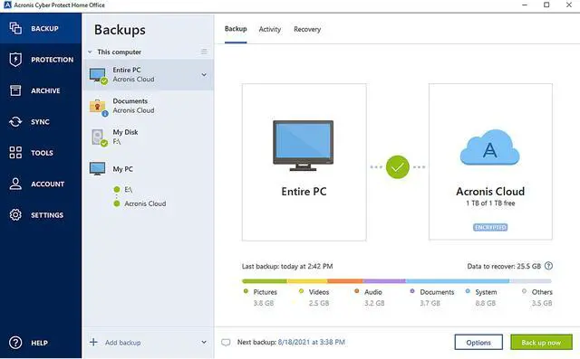 Alt view image 4 of 4 - Acronis Cyber Protect Home Office Advanced Subscription 5 Computers + 500 GB Acronis Cloud Storage - 1 Year Subscription [Download]