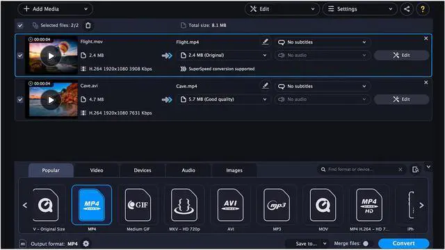 Alt view image 3 of 6 - Movavi Video Converter Premium 2021 for Mac Personal license - Download