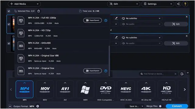 Alt view image 4 of 6 - Movavi Video Converter Premium 2021 for Mac Personal license - Download