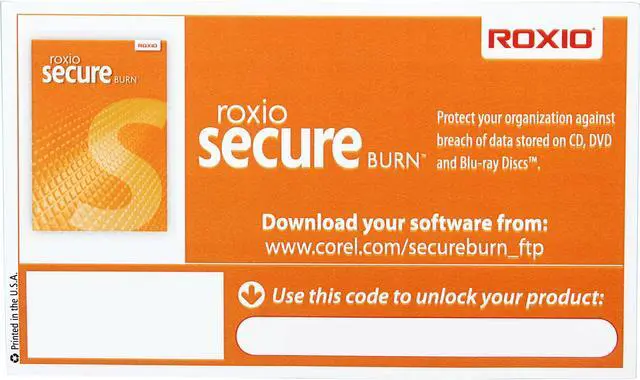 Alt view image 2 of 2 - Roxio Secure Burn - Product Key Card