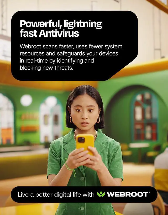 Alt view image 2 of 9 - Webroot Complete Internet Security Complete + Antivirus - 5 Devices - 1-Year – Download Android, Apple iOS, Chrome, Mac OS, Windows
