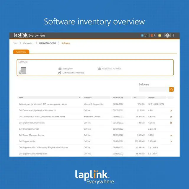 Alt view image 11 of 10 - Laplink Everywhere | Basic license | Remote management of 10 devices for 24 Months