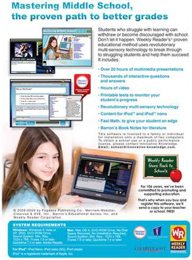 Alt view image 2 of 5 - FOGWARE Weekly Reader Learning System Mastering Middle School 2009