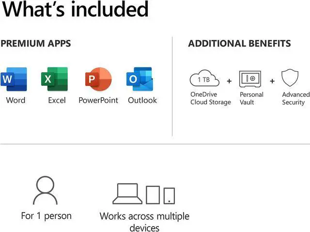 Alt view image 2 of 7 - Microsoft 365 Personal | 12-Month Subscription, 1 person | Premium Office apps | 1TB OneDrive cloud storage | PC/Mac Keycard | French