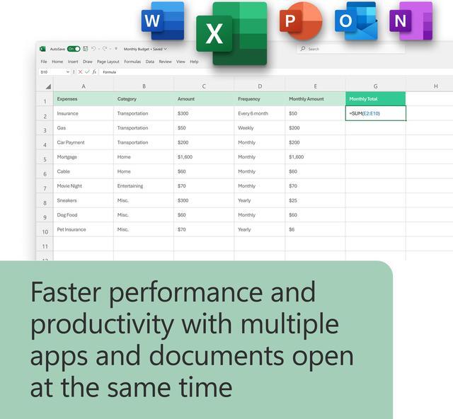 Alt view image 3 of 6 - Microsoft Office Home & Business 2024 | One time purchase, 1 Device | Windows 10/11, Mac - Download