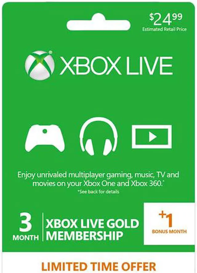 Main image of Xbox Live Prepaid  3+1 Month Gold Membership Card (Digital Code)